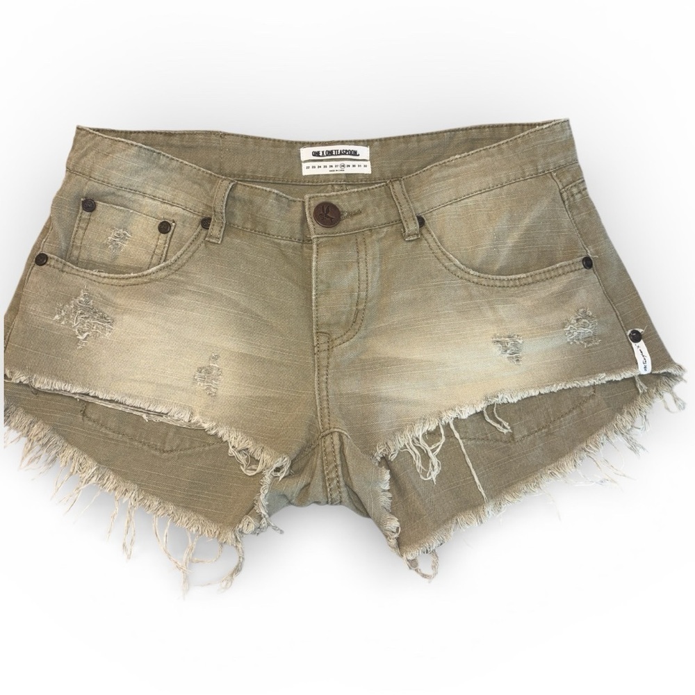 One Teaspoon Bonitas Australian Boho distressed grunge Frayed Jean Shorts 28 - Picture 4 of 14